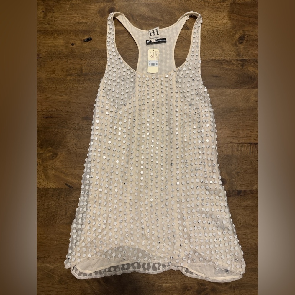 Haute Hippie Sequin Beaded Silk Tank Top | NWT | Size L - Picture 1 of 11